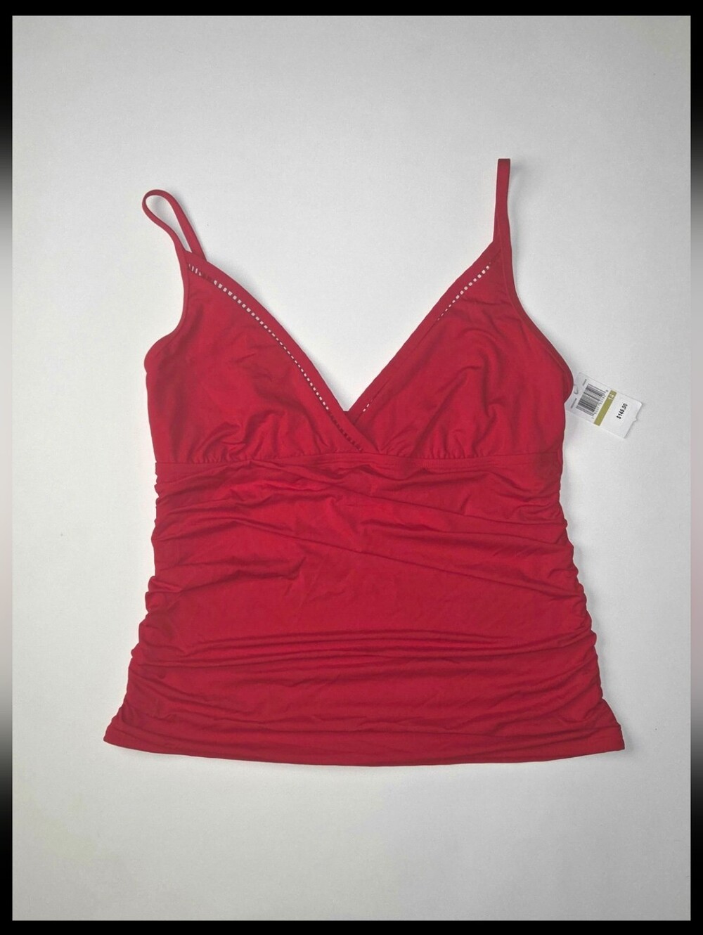 New With Tags Bleu Rod Beattie Red Ruched Tankini Swimsuit Top NWT Size 14